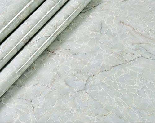 Emoyi Emerald Light Blue Marble Sticker Self Adhesive Paper for Countertops Decorative Removable Waterproof Wallpaper for Living Room Bathroom 15.7''x79''