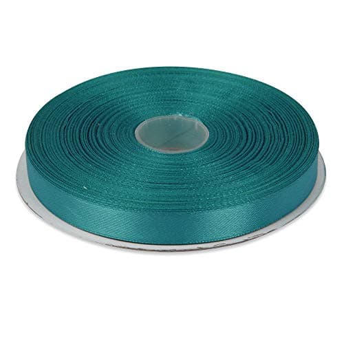 1/2 Inches x 50 Yards Double Face Solid Satin Ribbon Roll, Aqua Blue