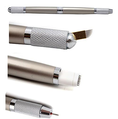 Microblading Pen,Eyebrow Tattoo Pen, Permanent Makeup Pen, Machine for Manual Eyebrow,fit Tattoo Needles (3 USE champagne)