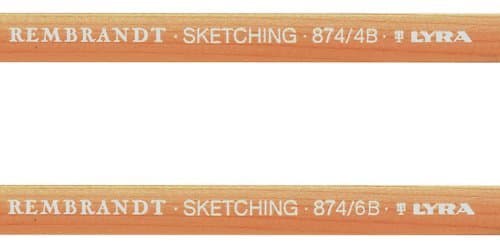 LYRA REMBRANDT ARTIST SKETCHING DRAWING PENCILS 4B + 6B [Pack of 2] 180mm Long Flat Oval Shaped