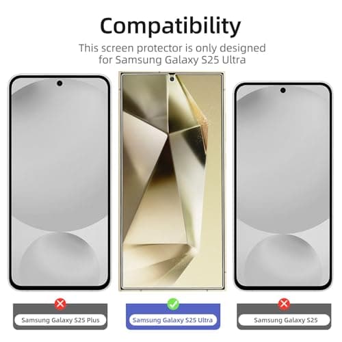 NEW'C Pack of 3 Tempered Glass Screen Protector for Samsung Galaxy S25 Ultra, Anti-Scratch, Anti-Fingerprint, Bubble Free, 9H Hardness, Ultra Transparent, Ultra Resistant