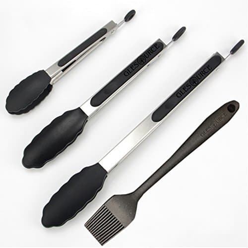 GLESOURCE Good Grips 7/9/12-Inch Stainless-Steel Locking Tongs Premium Locking Stainless Steel Kitchen Tongs for Cooking 7" 9" 12" inch Cooking Tongs with Silicone Tips, BBQ Tongs, Silicone Tongs, Gr
