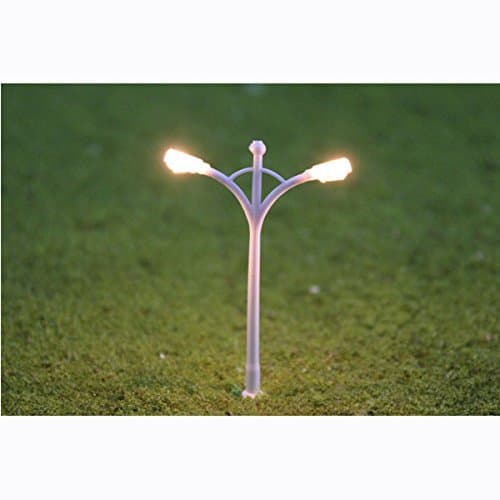 N Gauge 1:150 Scale Model Street Light Lamppost Layout Dual Heads Lamp (Pack of 10)
