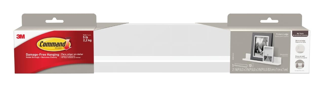 Command Picture Ledge, Quartz, 1-Ledge, 10-Medium Strips (HOM21Q-ES)