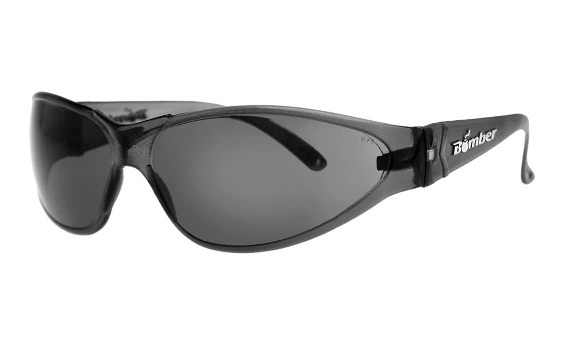 BOMBER Anti-Fog Safety Glasses, Smoke Frame with Smoked Anti Fog Safety Lens, 8-10 base 66mm Sunglasses - R103AF Safety Sunglasses Glasses