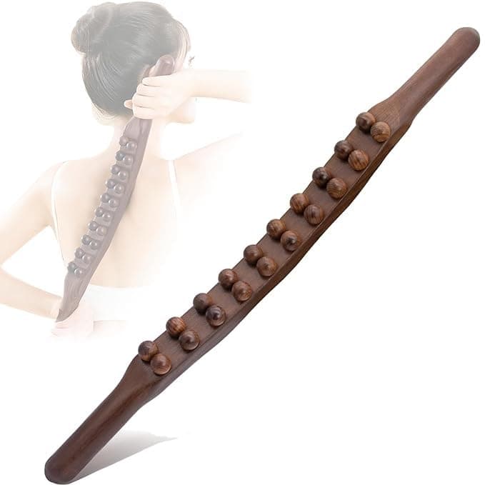 Massage Roller stick Wood Gua Sha Tool Wooden Scraping Therapy Massage for Body Neck Shoulder Back Massager for, Muscle Belly Relief Tool (20 ball)