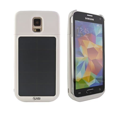 Samsung Galaxy S5 Power Case with Solar Charger 4000 mAh Rechargeable Back-Up Battery Case - SURIA CHARGER ® (by Portable Solar Shop) (White)