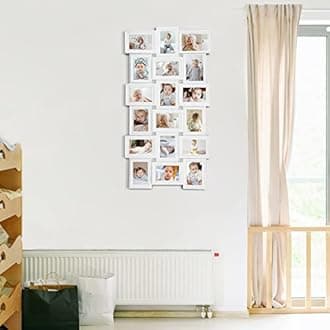 HELLO LAURA - Collage Picture Frames for Wall - 18 Photo Frame in 4x6 Inch Elegant Family Picture Frames Collage Wall Decor Display Multiple Photos for Home - Vintage White