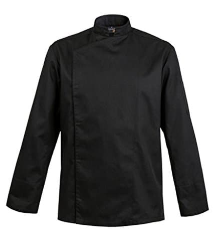Firenze Long Sleeve Culinary Chef Jacket with Mandarin Collar by Clement Design (S - 32/34 - to, Black)