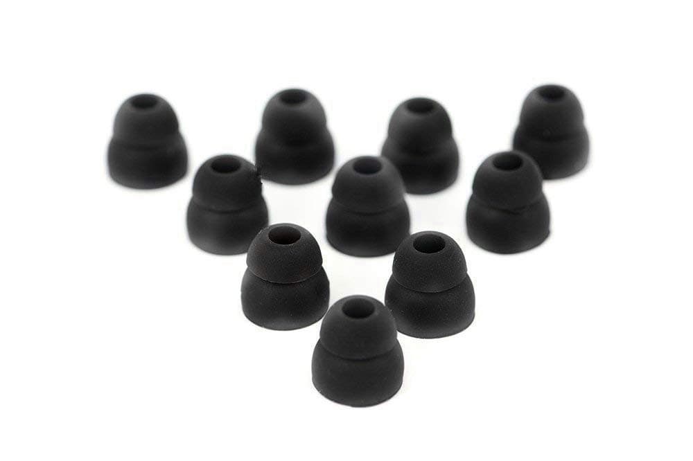 5 Pairs of Double Flange Replacement Earbud Tips fit Powerbeats, LG, Symphonized, iFrogz, Mpow, Skullcandy, Panasonic Headphones (Black)