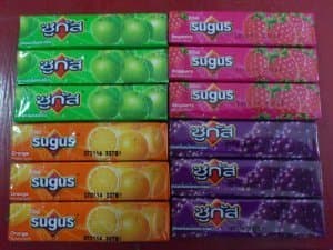 12 Sugus Chewy Candy Candies Bar Mix Flavor Orange Raspberry, Green Apple & Grape From Thailand