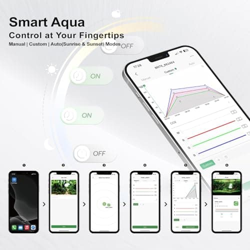 MagTool Full Spectrum Auto Aquarium LED Light with App-Controlled | 18-24 inch Extendable Fish Tank Light for Fresh Water Plants with 3 Adjustable Modes with Timer. Brite 45 for 10-30 Gallon Tank.