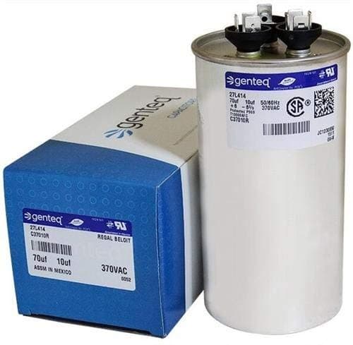 100335-22 - 70 + 10 uf MFD 370 Volt VAC - Lennox Round Dual Run Capacitor Upgrade