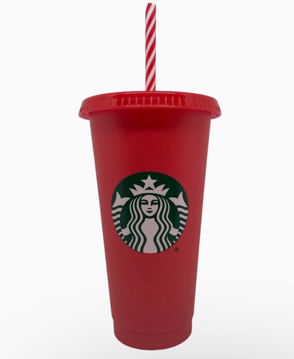 Christmas Siren Logo Reusable Plastic Red Cold Cup 24 Fl Oz Festive Holidays