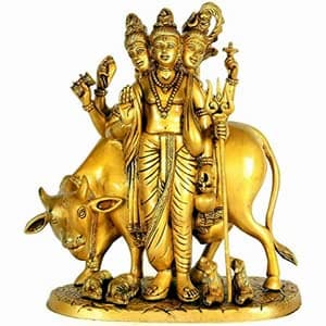 HC- Antique Dattatreya Bhagwan Idol/ Guru Dattatreya Astadhatu Mix Brass Idol for Home Temple (24 cm)