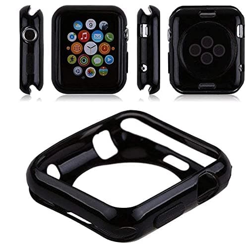 OJOS (TM) Apple Watch Case 42MM Series 3 / Series 2/ Series 1 Case, iWatch 3 Super Thin Transparent Soft TPU Protective Bumper Cover Case for Apple Watch Series 3 and Series 2 42mm TPU Black