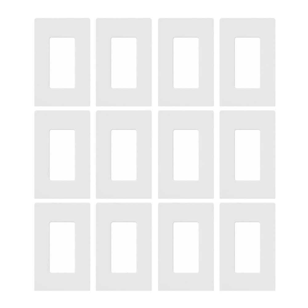 Lutron Claro Light Switch Cover Plate, 1 Gang Wallplate, for Decorator Light Switches, Rocker Light Switch Cover, Outlet Cover, Screwless Switch Plate Cover, Gloss, CW-1-WH-12, White, 12 Pack