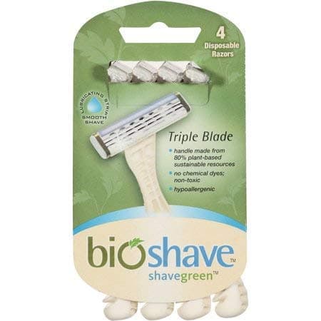 Bioshave Eco- Friendly Triple Blade Razors - 24 Count, Biodegradable Handle, Disposable Razors…