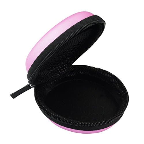 Headphone Case -Portable Earphone Bag Coin Purse Cable Storage Box - Multifunction Protective Travel Carrying Case (Pink)