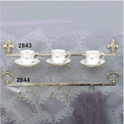 Liards Brass Fleur de Lis Horizontal 26" Cup and Saucer Holder. (Shown as 2843) - Set of 2