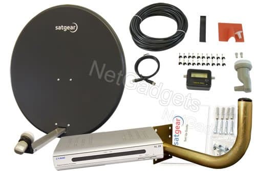 Satgear High Gain 80cm Motorised Satellite Dish and Receiver Kit - Dark Grey Dish