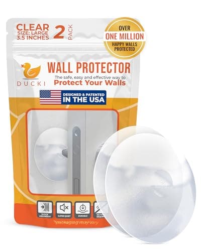 Ducki Door Wall Bumper Protector - Self Adhesive Stopping Shield Prevents Damage & Noise for Knob Handle, Refrigerators, Furniture Home or Office, Shock Absorbing, Discreet, Reusable - 2 Pack Clear