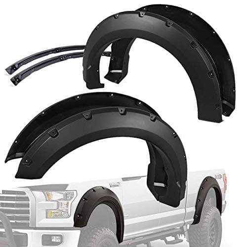Syneticusa Pocket Style Bolt On Rivet Fender Flares Smooth Black Replacement for 2015-2017 F150 F-150