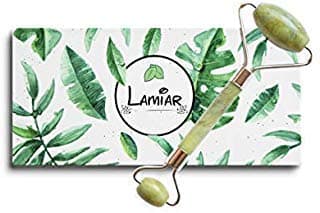 Jade Roller for face - 100% Real Natural Jade Stone roller, Anti-Aging jade Beauty Skincare Tool to Rejuvenate Facial Skin Cooling, Slimming & Firming by Lamiar (green)