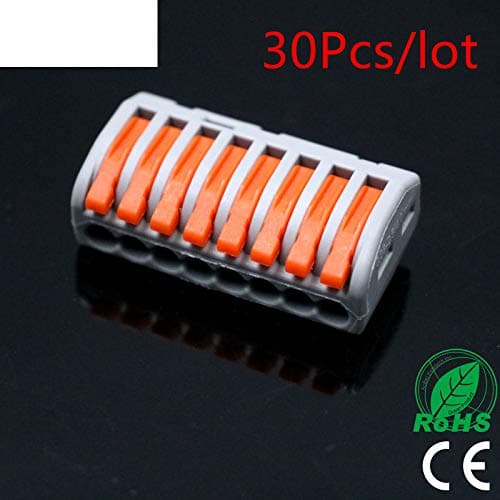 30Pcs PCT-218 PCT-218 WAGO 222-418 Universal Compact Wire Wiring Connector Connectors 8 pin Conductor Terminal Block with Lever