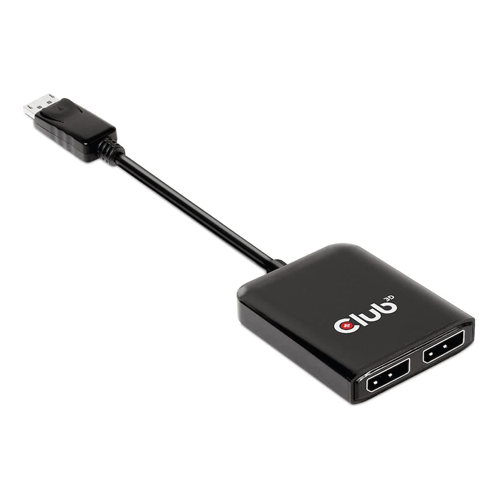 Club 3D CSV-7200 Multistream Transport Hub DisplayPort 1.4 to HDMI Dual Monitor 4K60Hz M/F Adapters, Black