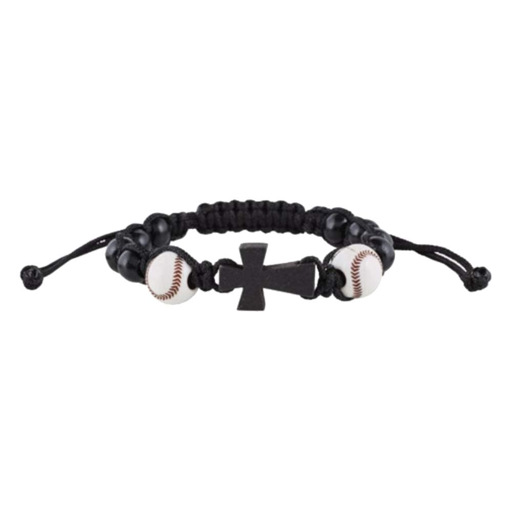 My Sports Baseball Athlete Rosary Bracelet with Wood Cross Pendant, 7 1/2 Inch Ball