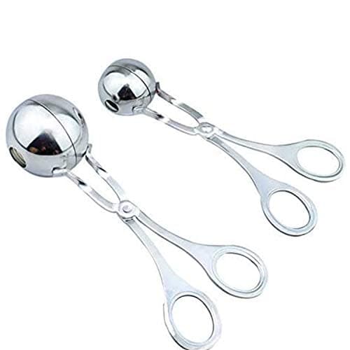 IMEIJU 2 PCS None-Stick, Stainless Steel Meat Baller, Cake Pop Meatball Maker Ice Tongs, Cookie Dough Scoop for Kitchen. (1.78")'', Silver