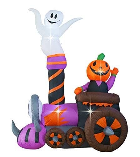 SEASONBLOW 6'L x 7.5' H Halloween Train Decoration Inflatable with Ghost Pumpkin Decor Inflatables for Home Yard Lawn Garden Indoor Outdoor