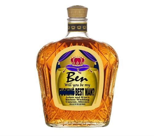 Set of 4 Be My Groomsman Best Man F*cking Vulgar Cursing Canadian Whiskey Labels Stickers Groomsman Gift Be My Wedding Personalized Funny