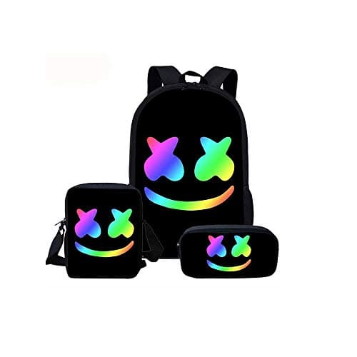 NEWXYX Printed Backpack With Three Pieces, Shoulder Bag and Pencil bag is Suitable for Primary and Secondary School Students (M)