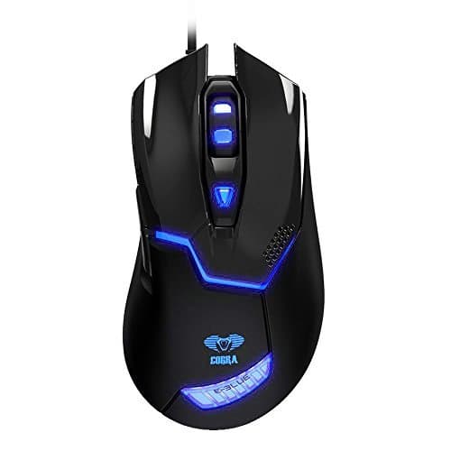 EMS-622 Cobra 3 Levels 2000 DPI Blue LED Wired Optical Gaming Mice - Black