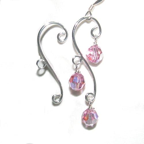 4 pcs / 2 pairs .925 Sterling Silver Leaf Chandelier Dangle Earring Connector With Ring /Findings / Bright