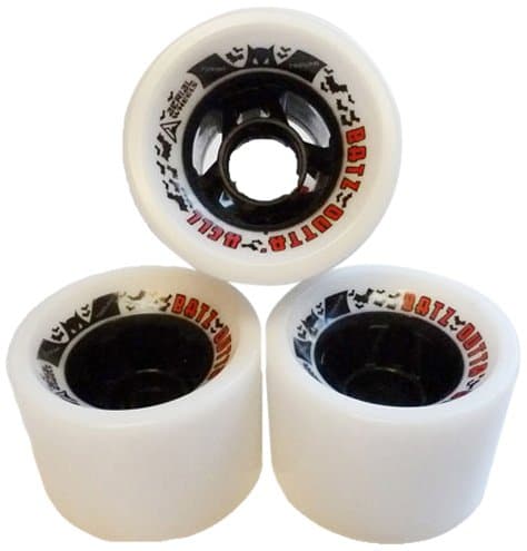 "BATZ Outta Hell Longboard Wheels (Set of 4), 72 x 55mm/78 Durometer, Red/Black/White