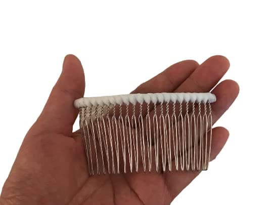 Extra Long 22 Teeth Tulle-wrapped Metal Comb, 8.5cm x 4.8cm, Perfect For Holding Any Long Wedding Veils In Place (IVORY)