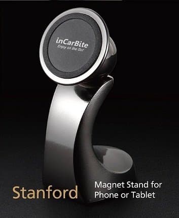 inCarBite Stanford Magnet Mount for Cell Phone/Tablet (Matt Black) for Home or in-Vehicle use