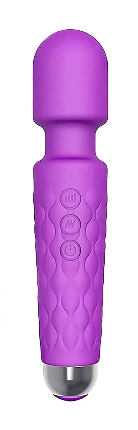 kaliya Personal Electric Body Massager 20+ Vibration Modes, Rechargeable, Handheld, Cordless, Waterproof, for Women and Men, Flexible Head for Targeted Compression (Multi) (purple)
