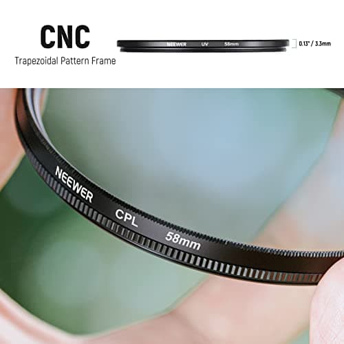 Neewer 58MM Lens Filter Accessory Kit (UV, CPL, FLD) for Canon EOS Rebel T5i T4i T3i T3 T2i T1i XT XTi XSi SL1 DSLR Cameras