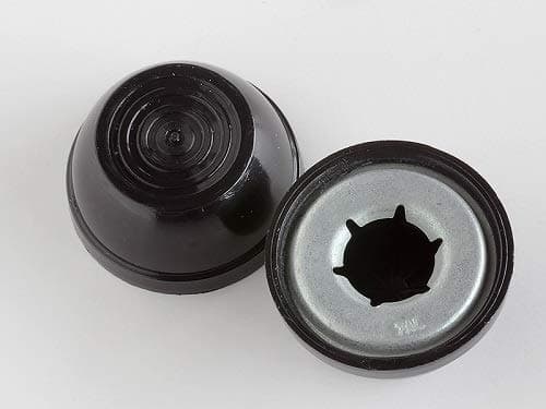 138260000 (KPS438135SOHEB) Palnut Decorative Push-ons, Black Plastic Cap for 7/16 Stud, OD .835 Height .440, Plastic, Mechanical-Zinc Push-on Insert, Made in US, (Pack of 10)