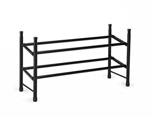 WILSHINE 2 Tier Shoe Rack Expandable Stackable Floor Shoe Organizer for Closet Black Metal
