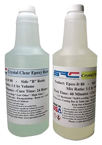 Crystal Clear Bar & Table Top Epoxy Resin For Coating Wood Tabletops (64 oz Kit)