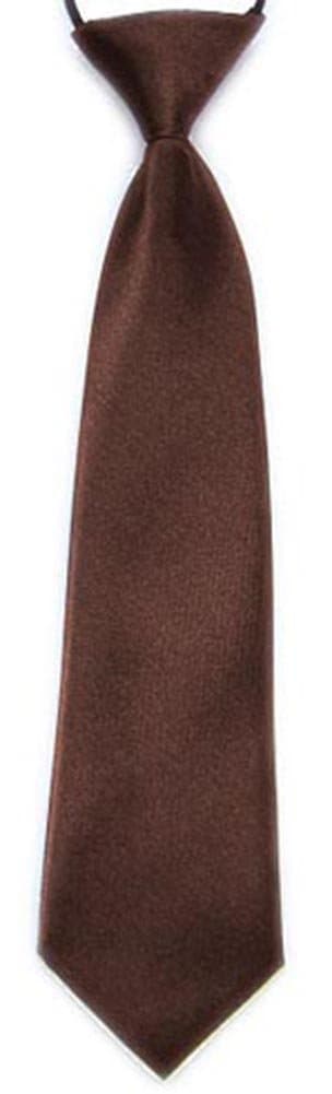 SUPGODNew Boys Pre-Tied Ties. Satin Plain Coloured Childrens Boys Ties. Elasticated. 22 Colours Available. Handmade. Wedding, School, Fashion (Brown, Boys Tie)