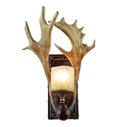 CHIRPSSTAG Rustic Deer Horn Antler Wall Sconce 1 Light Fixtures