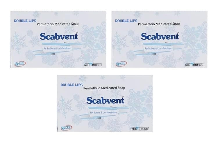 Scabvent Medicated Soap 75g (Pack of 3) For Scabies & Lice Infestations