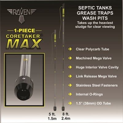 Raven Environmental Products- CORETAKER MAX 1-Piece Sludge Sampler 8 Foot Model (1.5m)