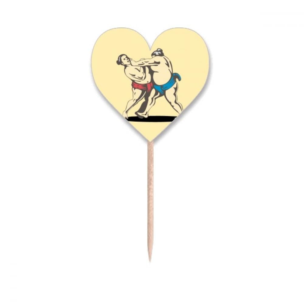 Fighting Japanese Traditional Sumo Toothpick Flags Heart Lable Cupcake Picks